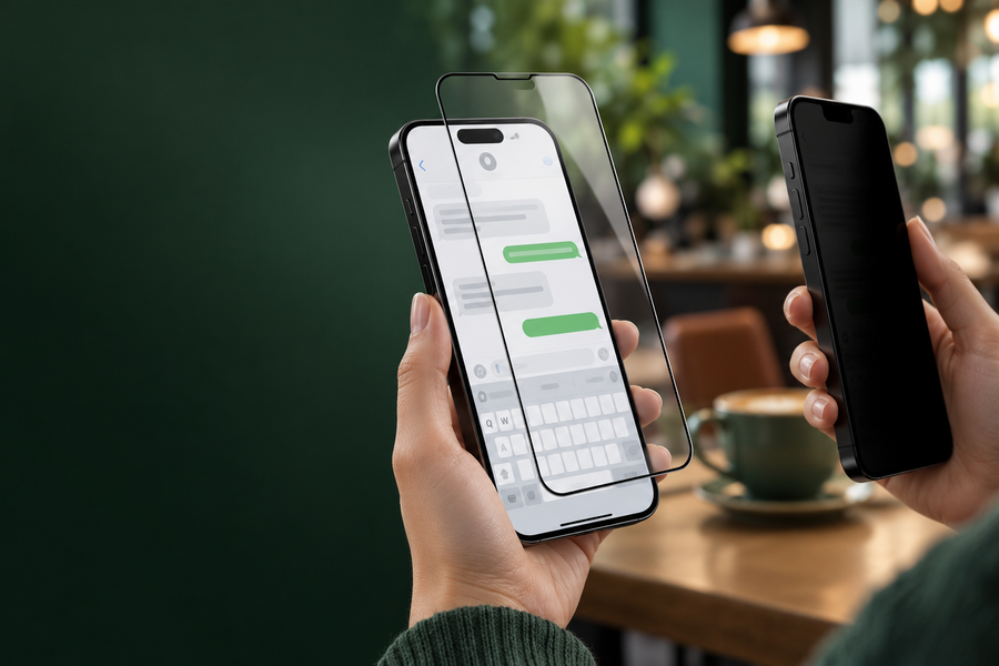 Privacy screen protectors — clear front view, dark side view