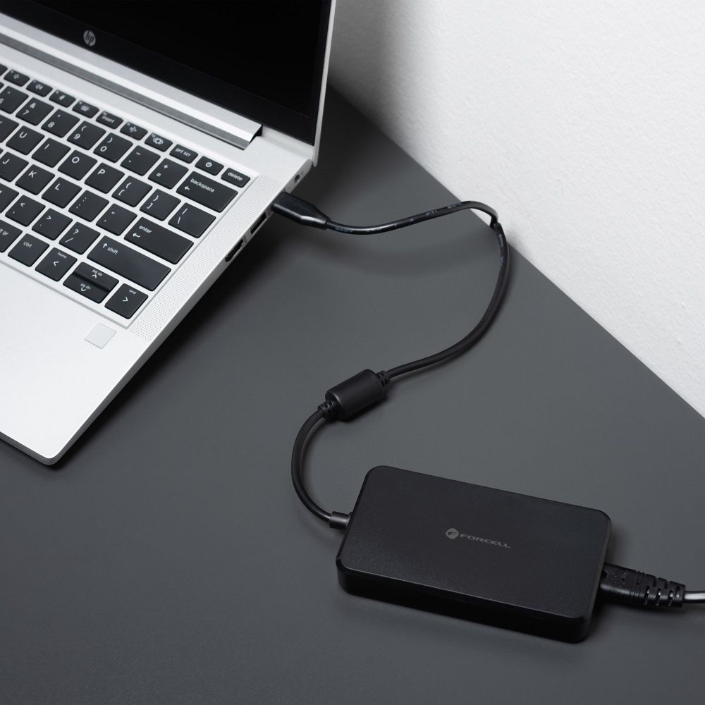 Forcell F-Energy E856 USB-C PD 65 W portatīvā datora lādētājs ar 6 uzgaļiem, melns