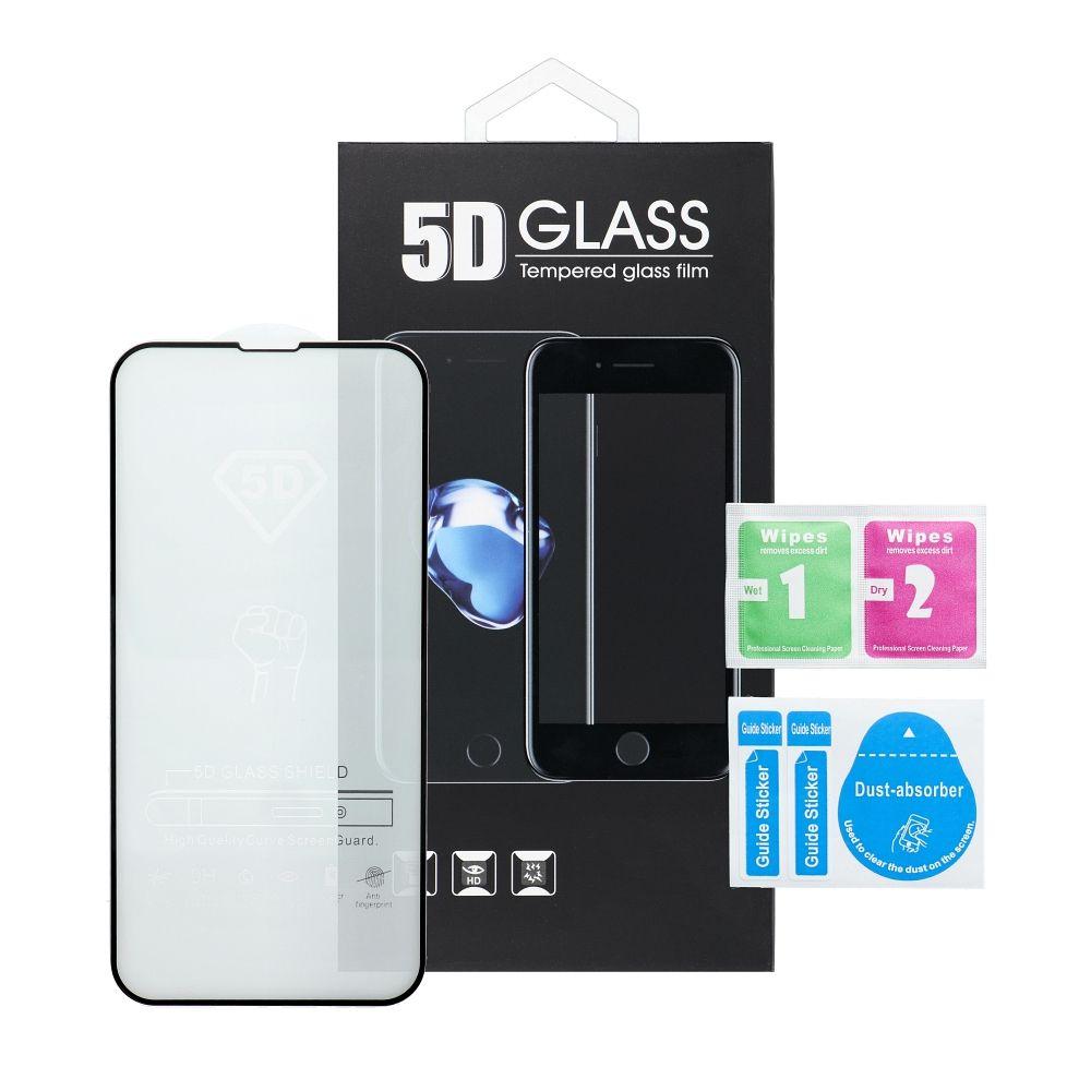 Aizsargstikls iPhone 15 Pro – 5D Full Glue, melns — attēls 4