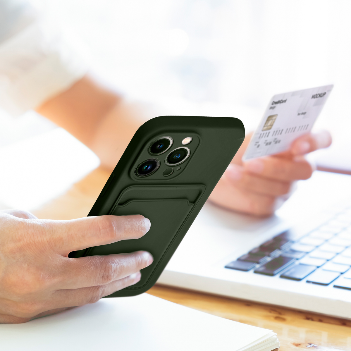 Aizsargvāciņš iPhone 14 Pro Max – CARD, zaļš — attēls 4