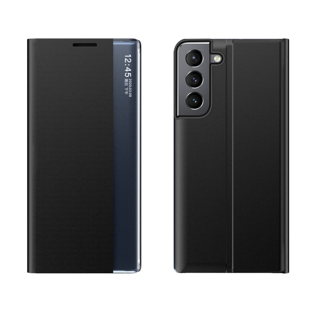 New Sleep Case atverams maciņš Samsung Galaxy A14 ar statīvu, melns