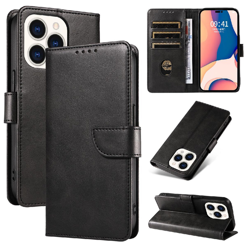Aizsargvāciņš iPhone 16 Pro Max – Leather, melns — attēls 3