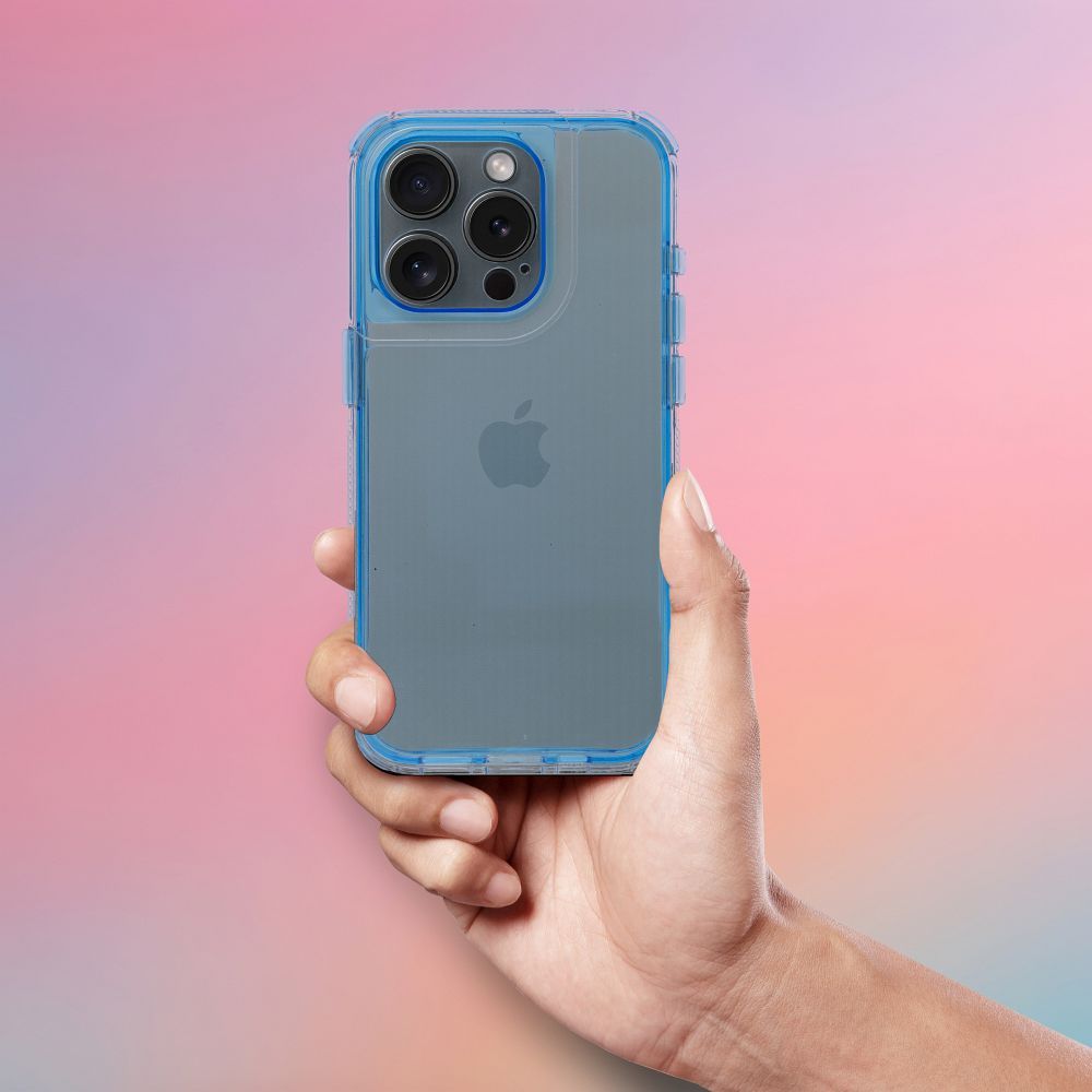 Aizsargvāciņš iPhone 16 PLUS – MATRIX CLEAR, zils — attēls 3