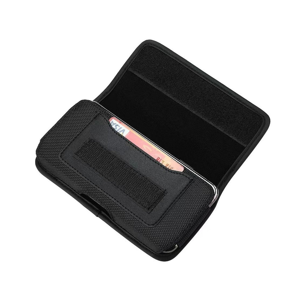 Aizsargvāciņš iPhone 11 / 11 PRO / 12 / 12 PRO / 13 / 13 PRO / Samsung A10 / A41 / A50 / A51 / HUAWEI P30 LITE / P40 / P8 / P9 LITE – Horizontal universal OXFORD model 3, melns — attēls 2