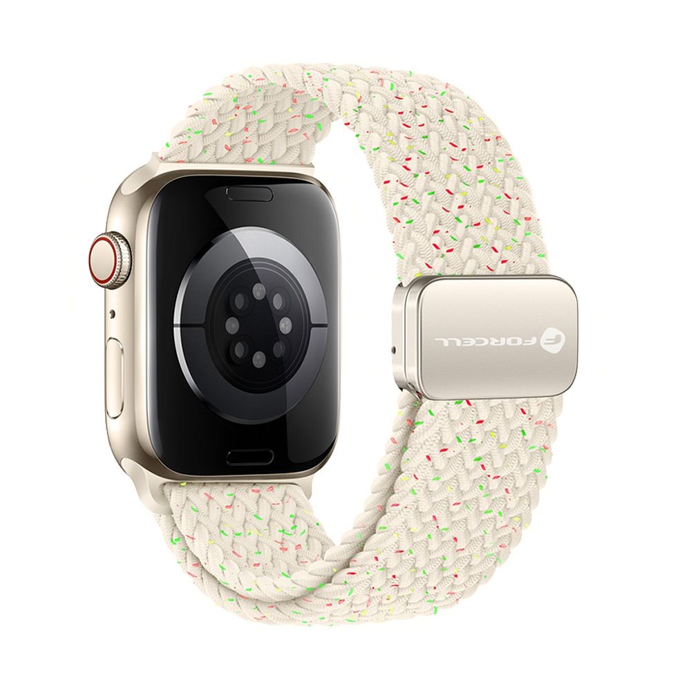 Forcell F-Design FA02 neilona magnētiskā siksniņa Apple Watch 42 / 44 / 45 / 49 mm, violeti zeltaina