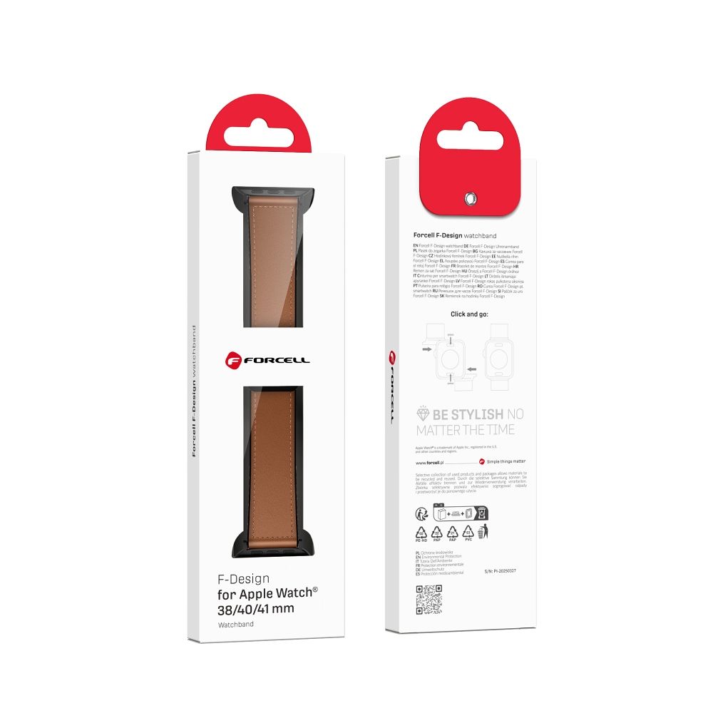Forcell F-Design FA21 siksniņa Apple Watch 38 / 40 / 41 mm, brūna