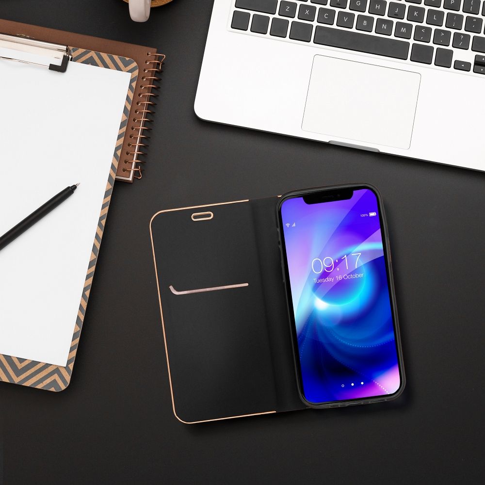 Aizsargvāciņš Samsung A54 5G – LUNA Gold, melns