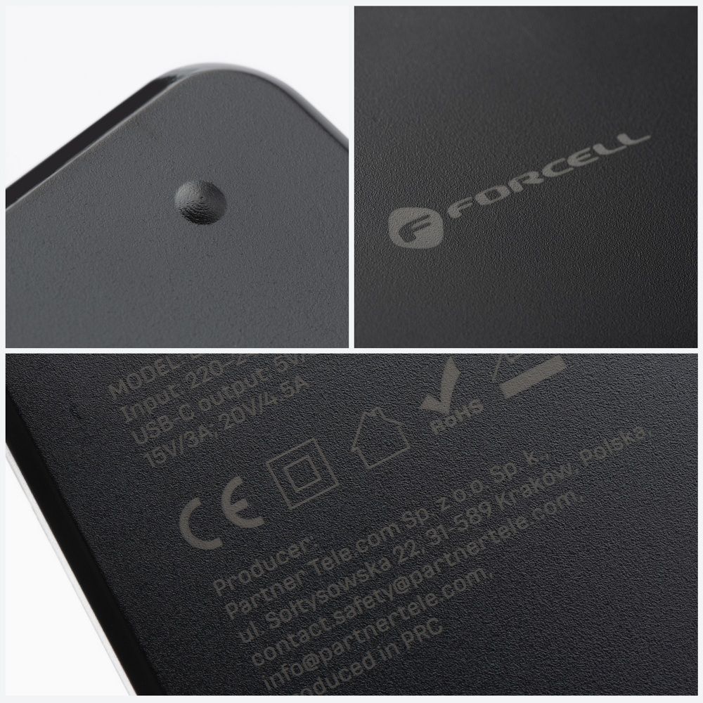 Forcell F-Energy E856 USB-C PD 90 W portatīvā datora lādētājs ar 6 uzgaļiem, melns