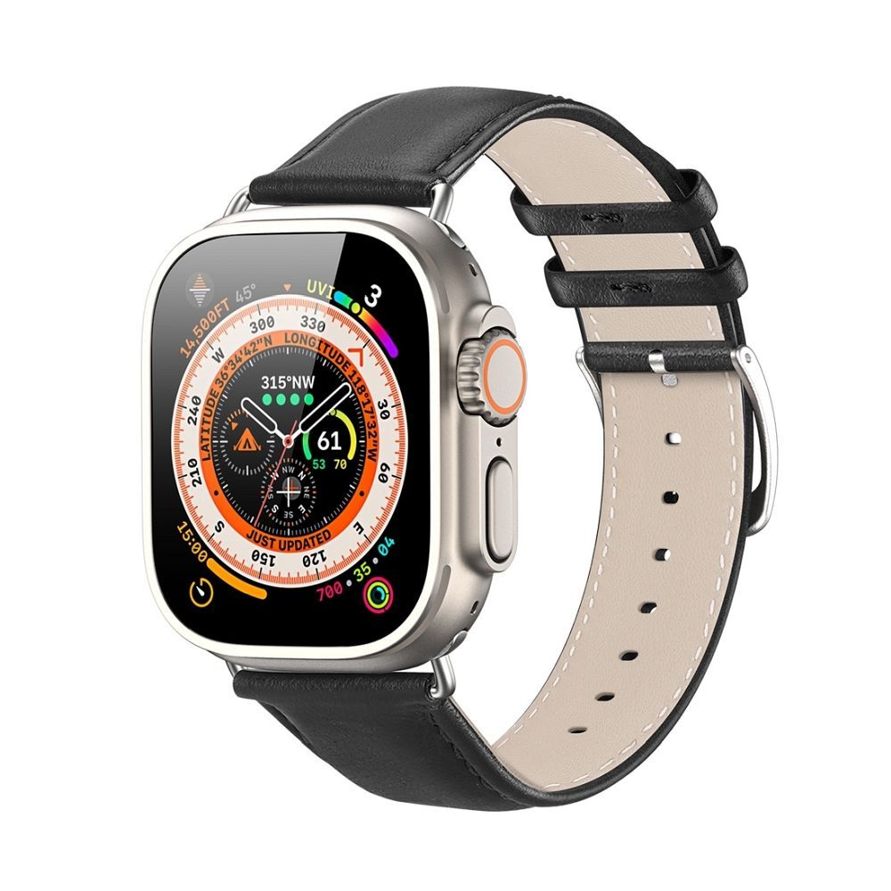 Dux Ducis YS dabīgās ādas siksniņa Apple Watch 42 / 44 / 45 / 49 mm, melna
