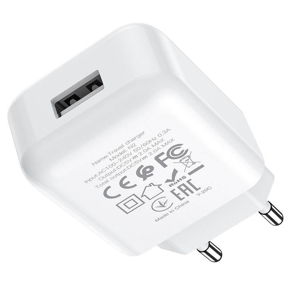 Uzlādes adapteris HOCO travel charger USB A + cable USB A to Lightning 2A N2 white — attēls 4