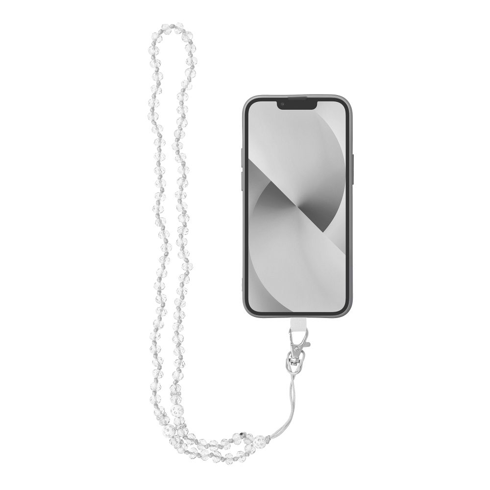 CRYSTAL DIAMOND pendant for the phone / cord length 74cm (37cm in the loop) / on neck - white