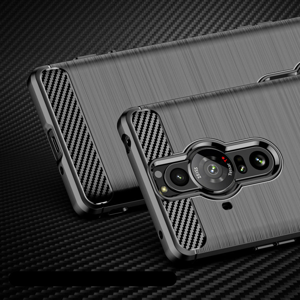 Carbon Case TPU aizsargvāciņš Sony Xperia Pro-I, melns