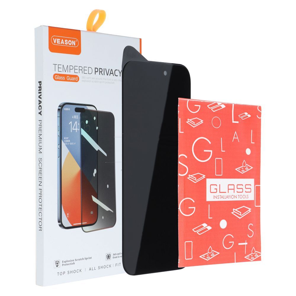 Aizsargstikls iPhone XR / 11 – 6D Pro Veason Privacy, melns — attēls 3