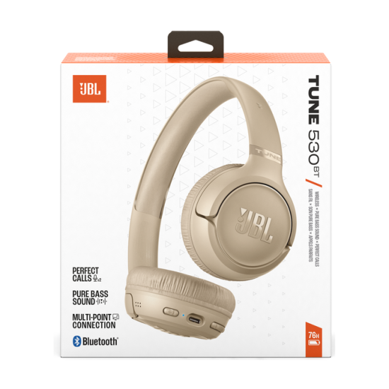 JBL Tune 530BT bezvadu on-ear austiņas, bēšas