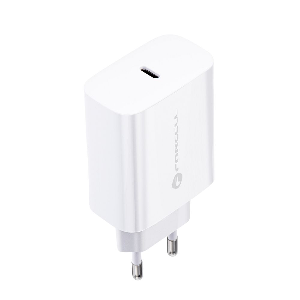 Uzlādes adapteris FORCELL F-ENERGY TFK-TC-25WPD travel charger Type C PD QC4.0 3A 25W white — attēls 3