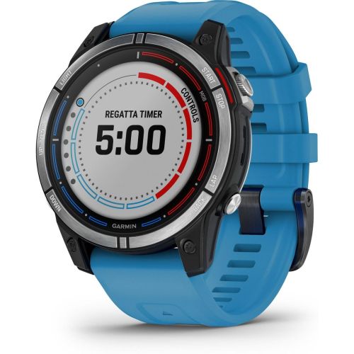 Garmin quatix 7 Standard 47 mm GPS, grafīta, gaiši zila silikona siksniņa — attēls 1