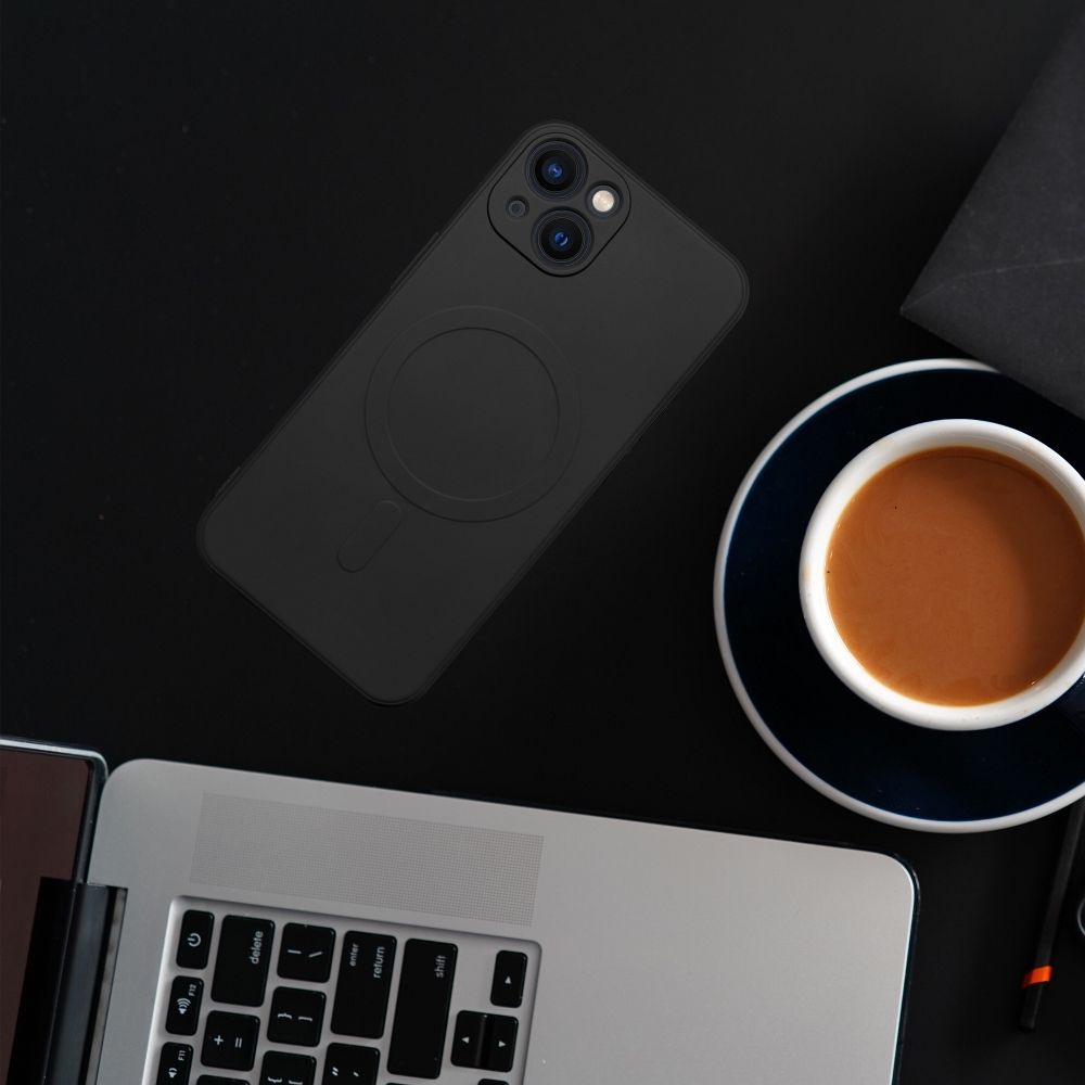Aizsargvāciņš iPhone 15 Pro – SILICONE MAG compatible with MagSafe, melns — attēls 4