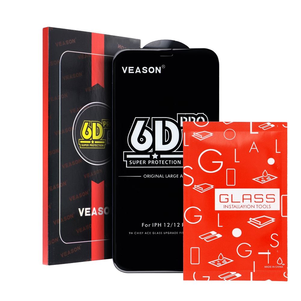 Aizsargstikls iPhone XS Max / 11 Pro Max – 6D Pro Veason, melns — attēls 3