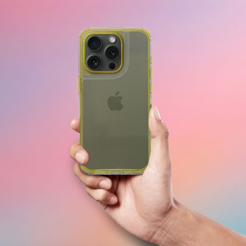 Aizsargvāciņš iPhone 16 Pro – MATRIX CLEAR, dzeltens — attēls 3