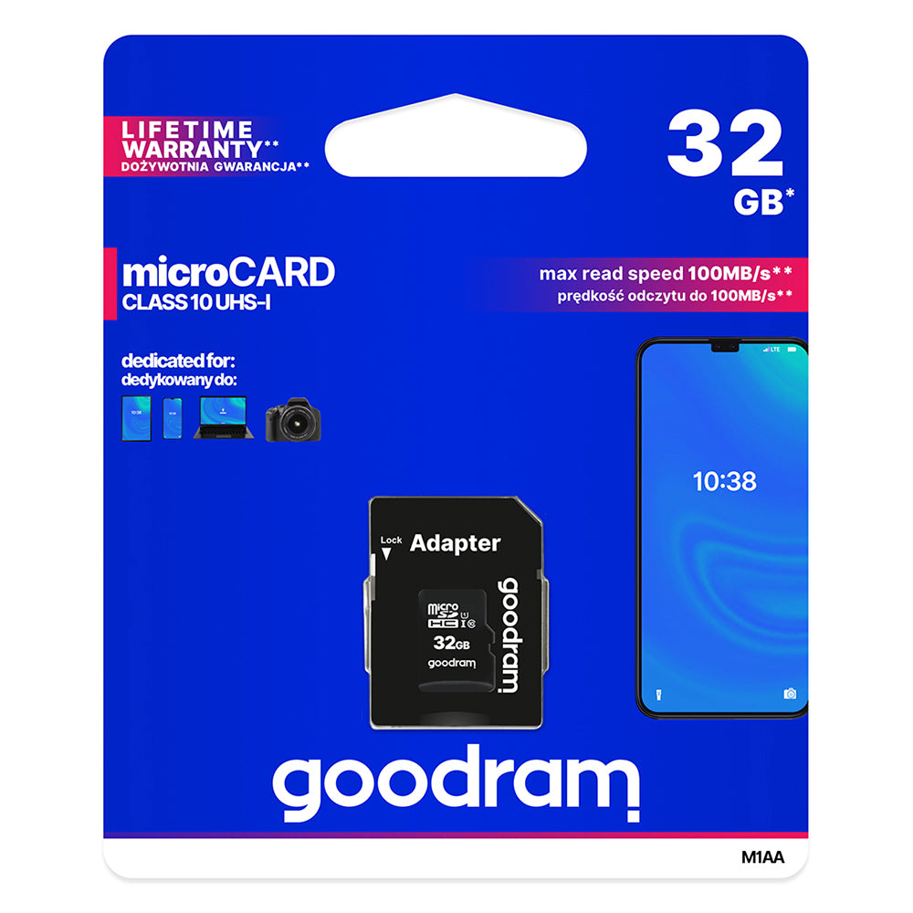 GOODRAM microSD 32 GB atmiņas karte, UHS-I U1 Class 10, ar adapteri
