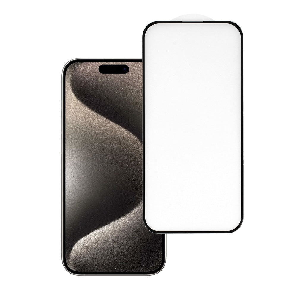 Aizsargstikls iPhone 15 PRO MAX – HARD Full Glue 5D, melns — attēls 2