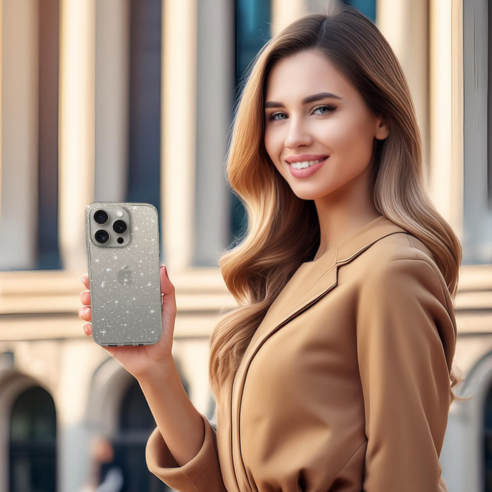 Aizsargvāciņš iPhone 15 Pro Max – Crystal Glitter, sudraba — attēls 4
