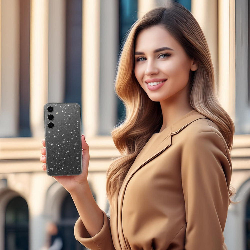 Aizsargvāciņš Samsung Galaxy M34 5G – Crystal Glitter, sudraba — attēls 4