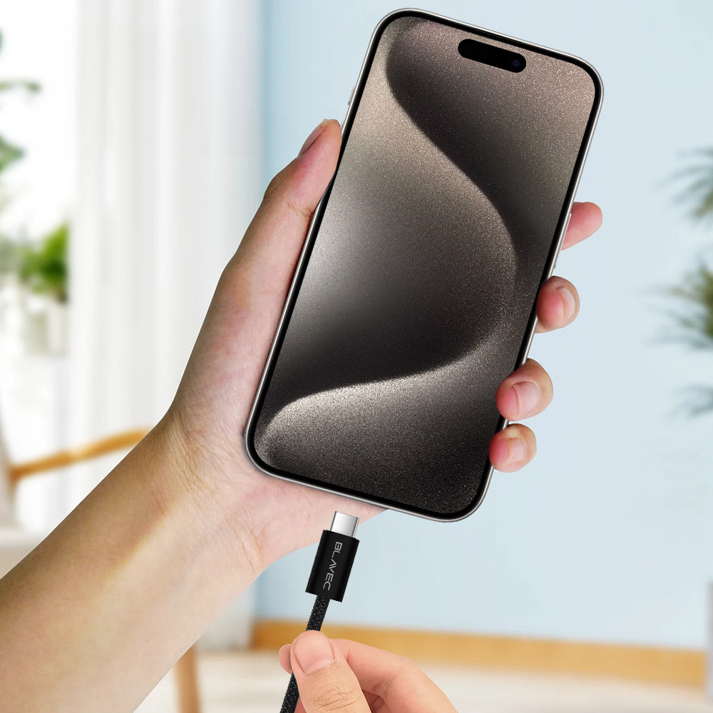 Kabelis Blavec Cable Candy braided - USB to Type C - PD 60W 3A 1 metre Apple CarPlay/Android Auto (CCA-UC3B10) black — attēls 3