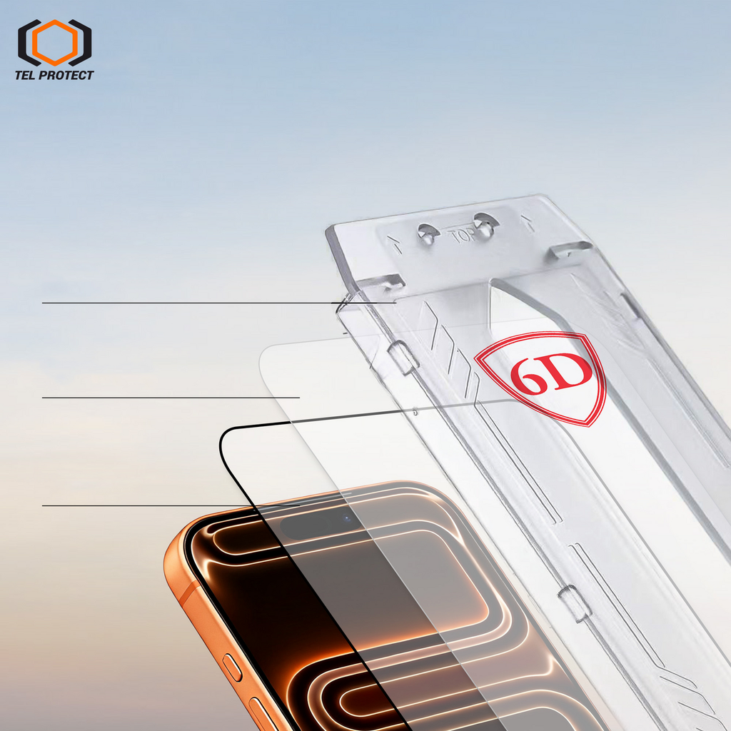Tel Protect Dust-Free Easy Fit Full Glue 6D aizsargstikls iPhone 17 Pro/18 Pro, melns, 2 gab.
