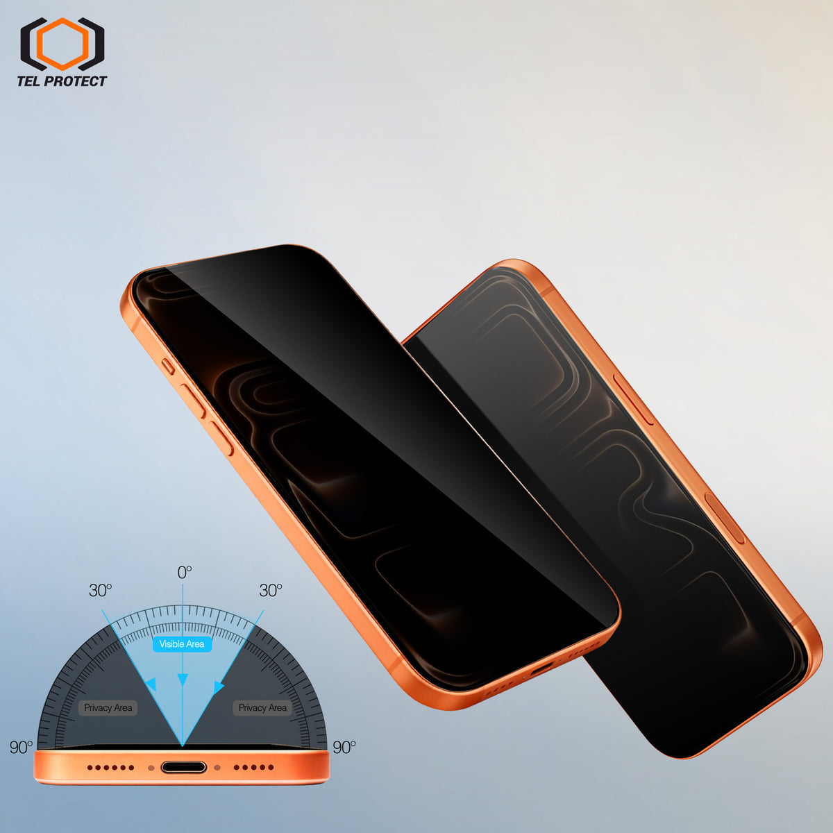 Tel Protect Dust-Free Easy Fit Privacy Full Glue 6D aizsargstikls iPhone 13/13 Pro/16E/17E, melns, 2 gab.