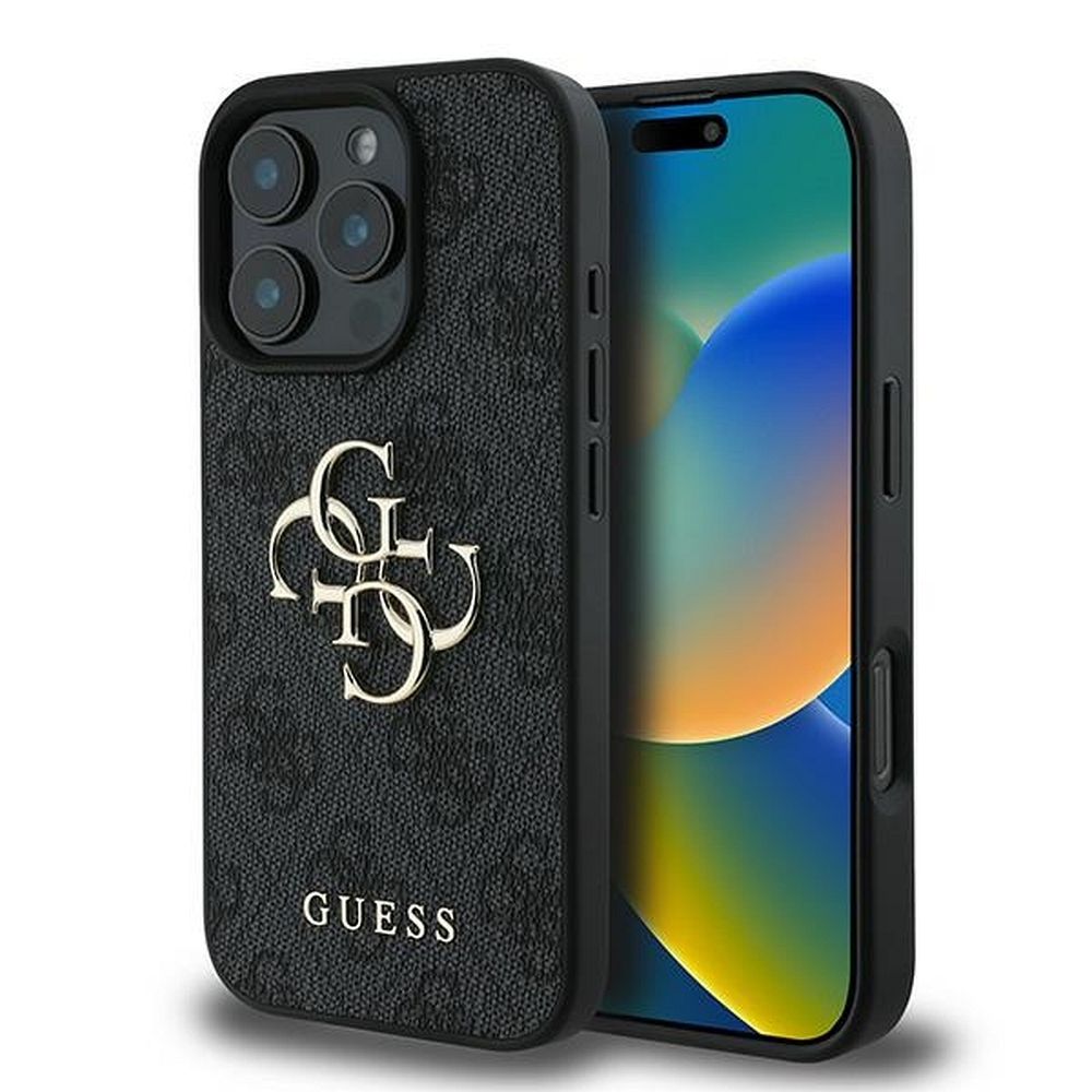 Aizsargvāciņš iPhone 16 Pro – Guess 4G Big Logo GUHCP16L4GMGGR, melns