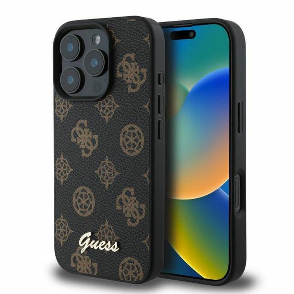 GUESS case for IPHONE 16 Pro Max compatible with MagSafe GUHMP16XPGPYSK (PU Peony Script) black