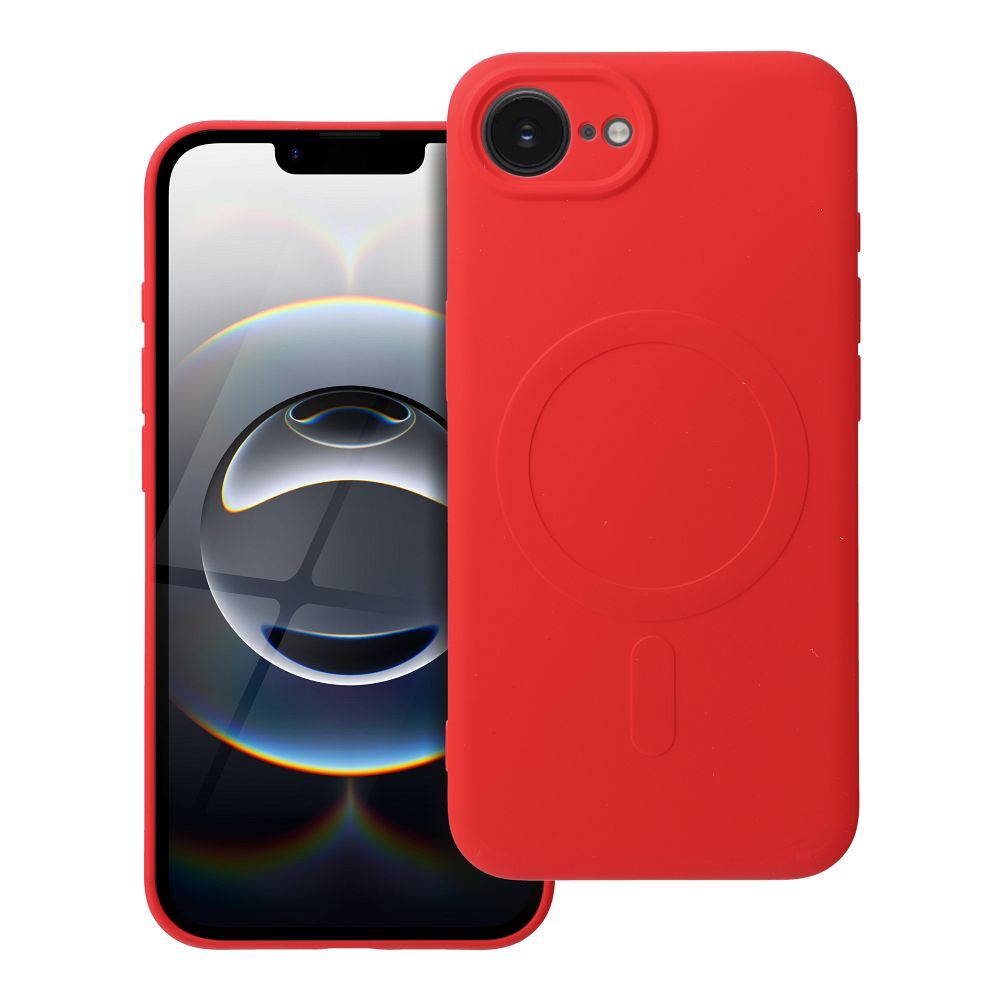 SILICONE MAG COVER case compatible with MagSafe for IPHONE 16e red