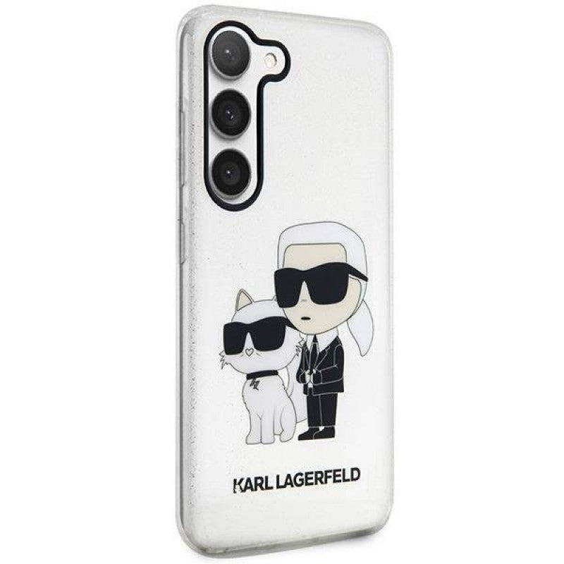 Karl Lagerfeld Glitter Karl & Choupette vāciņš Samsung Galaxy S23 Plus, caurspīdīgs — 4