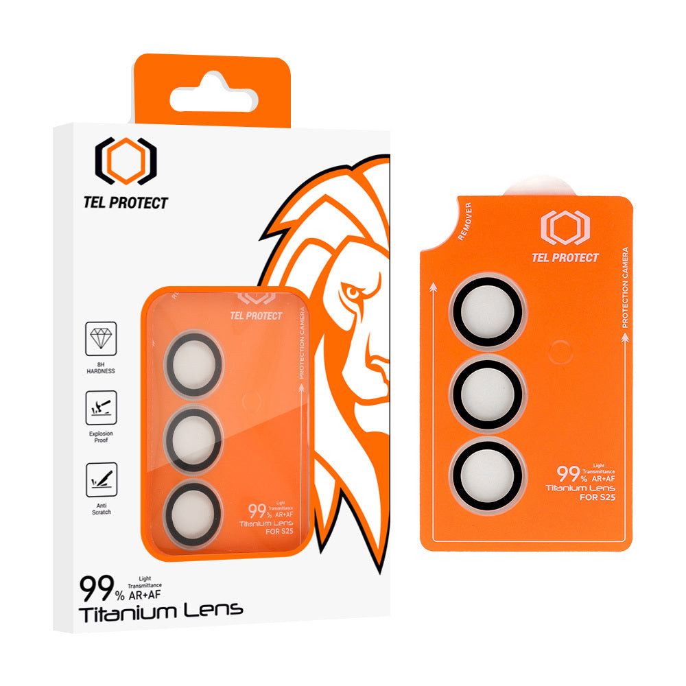 Kameras aizsargstikls Samsung Galaxy S26 – Tel Protect Titanium Lens 99% AR on camera (lens 3 pcs), caurspīdīgs