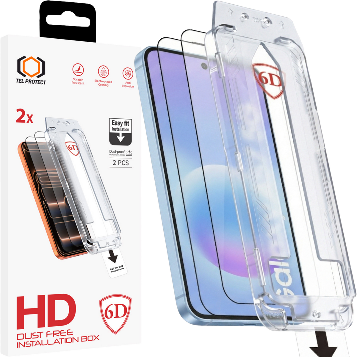 Aizsargstikls Samsung Galaxy A36/A37 5G black - 2 pieces – Tel Protect Dust-Free Easy Fit Full Glue 6D