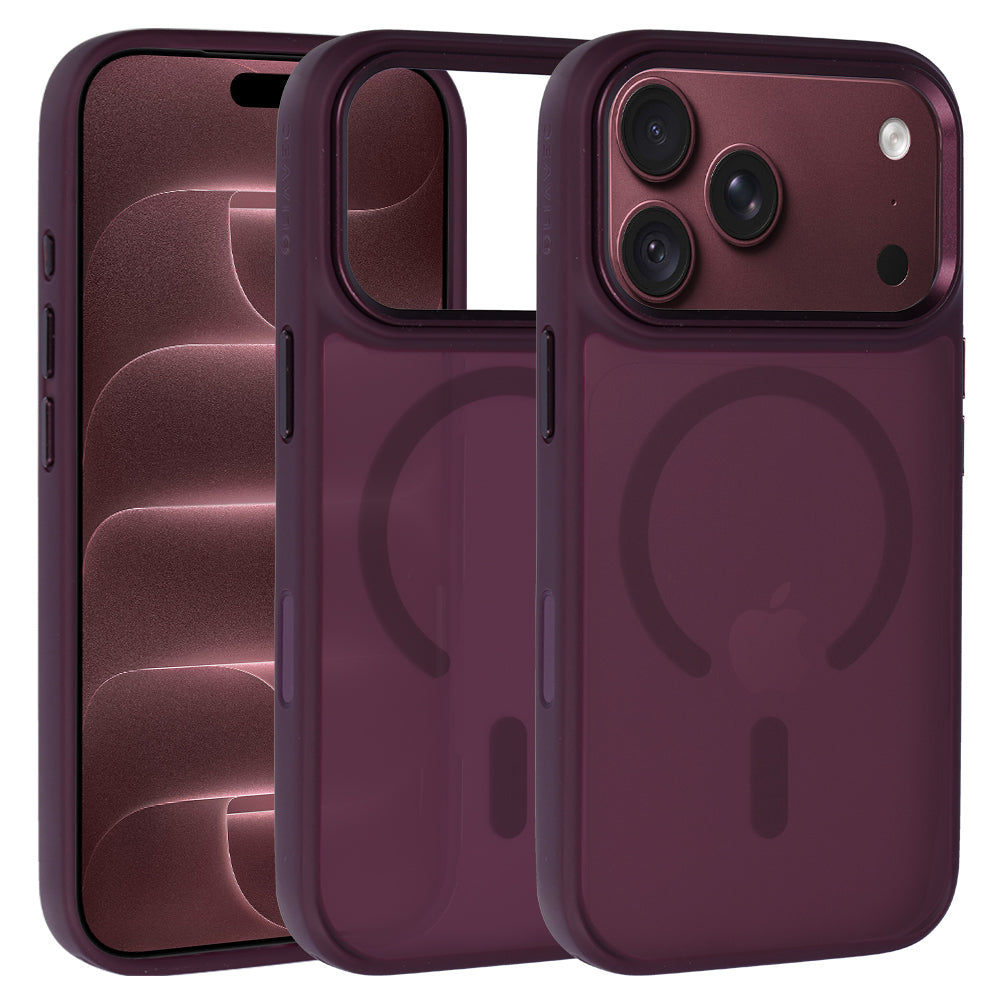 Aizsargvāciņš iPhone 17 Pro Max/18 Pro Max – Liavec Cloudy ar metāla kameras rāmi, bordo