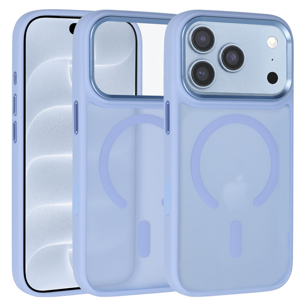 Aizsargvāciņš iPhone 17 Pro Max/18 Pro Max – Liavec Cloudy ar metāla kameras rāmi, gaiši zils
