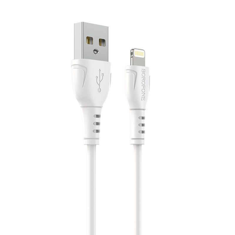 Borofone BX51 Triumph USB-A–Lightning kabelis, 2,4 A, 1 m, balts