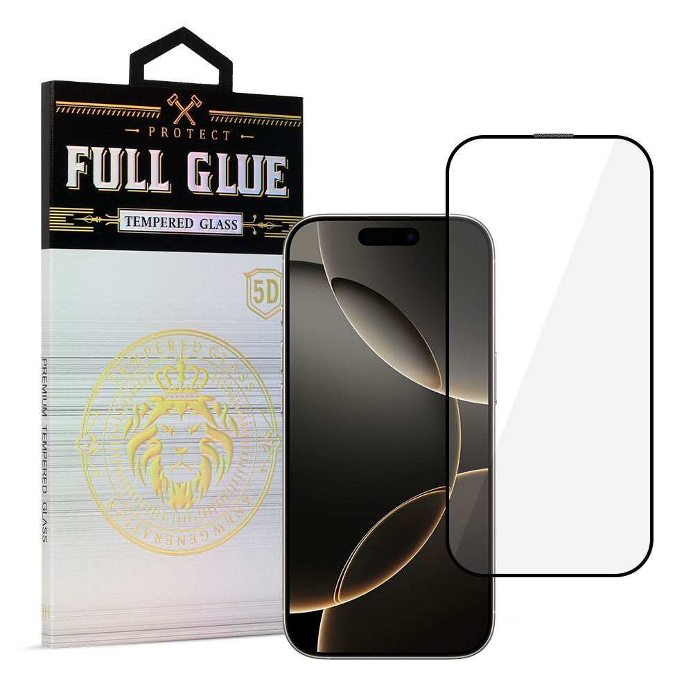 Aizsargstikls iPhone 16 PRO MAX – HARD Full Glue 5D, melns